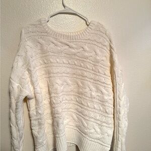 Time and Tru Cable Knit Sweater - Cream